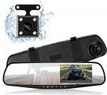 Podazz Mirror Dashcam esi- ja tagumine autokaamera, FHD 1080P 4.3-tolline auto DVR peegel Dash Cam Recorder DVR koos G-sensoriga parkimise j&auml;lgimise, loop salvestamise abil