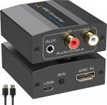 VEDINDUST HDMI ARC audioadapter v&auml;ljav&otilde;ttefunktsiooniga RCA L/R Stereo/3,5 mm AUX USB toiteallikaga & HDMI ARC kaabel alumiiniumsulam PS4/5 HDTV v&otilde;imendi jaoks