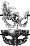 Oidea Veneetsia maskikomplekt paaridele: Kuldne must h&otilde;bedane metallist maskeeringu glitter mask koos rinestooniga karneval pool mask Halloweeni peo karneval kost&uuml;&uuml;m kingitus paaridele partnerile