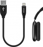 GEEKRIA Apollo laadimiskaabel Apple AirPods Max, AirPods Pro, AirPods 2, AirPods, Beats Solo Pro, Powerbeats, BeatsX, USB-A Lightning laadimiskaabel, Apple MFi sertifitseeritud, must 1FT