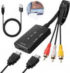 HDMI-zu-Cinch-Konverter, HDMI-zu-AV-Adapter f&uuml;r alte Fernseher, mit HD-MI und Cinch-Kabeln, Composite-Video-Konverter, toetab PAL/NTSC f&uuml;r TV-Stick, Roku, Android, Fernsehbox, DVD, PS3