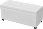 Festnight Faux Leather Stool Storage Box Hallway Bench Lid with Button Padding White