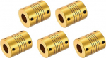 QUARKZMAN Pack of 5 10 mm to 12 mm Aluminium Alloy Shaft Coupling L31 x D25 Flexible Coupler for Encoders and Motors, Golden
