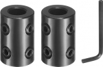 sourcing map 2 St&uuml;ck Wellenkupplung, 5/16 Zoll Bohrung, 5/8 Zoll Au&szlig;endurchmesser, 2,5 cm L&auml;nge, schwarzer, oxidierter Stahl, starre Kupplung mit Sechskantschl&uuml;ssel f&uuml;r 3D-Drucker, Motorrad (4