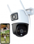 Imou 5MP + 3MP Dual Cameras Outdoor Surveillance Camera with AI Person/Vehicle Detection, 360&deg; PTZ WLAN Outdoor Surveillance Camera, Colour Night Vision, Automatic Tracking, Two-Way Audio, Siren, IP66