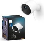 Philips Hue Secure Wired Smart Home Surveillance Camera with Stand, Full HD Video, for Indoor or Outdoor, Smart Home Security and Light Control via App, White, Pack of 1