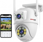 GUOANVISION Wireless Outdoor Security Camera 6MP Dual Lens Connection IP Camera IP66 Waterproof Instant Alarm Color Night Vision Bi-directional Audio