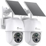 2 x 2K valvekaamera v&auml;ljas p&auml;ikesepatarei, 360&deg; PTZ WLAN kaamera juhtmevaba PIR liikumisanduriga, 5200 mAh mittevahetatav aku, v&auml;rviline &ouml;&ouml;n&auml;gemine, 2-suunaline heli, pilve/SD salvestusruum.