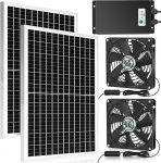 blessny Solar Double Fan koos 66.6Wh aku varukoopiaga, 50W p&auml;ikesepatarei, 5.5" suurem sisselaske- v&otilde;i v&auml;ljat&otilde;mbeventilaatorite komplekt, IP67 veekindel, 3000RPM k&otilde;rge kiirusega