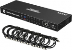 TESmart 16 port HDMI KVM Switch 4K @ 30Hz Ultra HD | 16x1 KVM Switch 16 PC 1 monitor toetab IR kaugjuhtimist, RS-232&LAN juhtimist koos t&auml;iendava USB 2.0 pordi ja 8 x 1,5 m KVM kaabliga Matte Black
