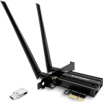 PCIe WLAN kaart, WiFi 7 BE6500 koos Bluetooth 5.4, Tri-Bands (6 GHz Max 2882 Mbps, 5 GHz Max 2882 Mbps, 2,4 GHz Max 574 Mbps) PCI Express v&otilde;rgukaart arvutile Windows 11