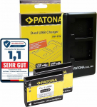 PATONA topeltlaadija + 2x aku LI-90B Olympus Stylus Creator XZ-2 Traveller SH-50 SH -60 SZ-15 Tough TG-1 TG-2 TG-3 TG-4 SH-1 SH-2 SP-100EE XZ-2 jaoks Micro USB &uuml;hendusega