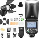 Godox V1PRO-S V1Pro S &uuml;mmarguse peaga kaamerasalam AK-R1 TTL Speedlite 2.4G juhtmevaba TTL kiirvalgusti stroobiga, 76Ws HSS 1/8000s koos Li-ion akuga Sony kaameratele