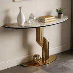 Moodne konsoollaud, kitsas koridorilaud, konsoollaud, k&uuml;ljelaud elutuppa, esikusse, esikusse, magamistuppa, diivani taha (kuldne, 140 cm / 55,1 tolli)