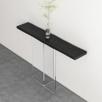 Konsolentisch Schmal Massivholz, Minimalistischer Console Table Flurtisch Mit Acrylbasis, Flurtisch F&uuml;r Eingangsbereich, Wohnzimmer, Flur, Foyer(Black,63.0"/160cm)