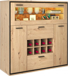 Sideboard Kitchen Cabinet 110 x 38 x 11 cm Sideboard with 2 Drawers and 2 Doors, Modern Side Cabinet, Wine Cabinet with Double Doors, Storage Cabinet with Special Wine Racks, Multi-Purpose Cabinet