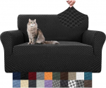YEMYHOM Diivanikate, Jacquard Design High Stretch Diivanikate 2 padjale Lemmikloomad Koer Kass Slipcover Non-Slip Magic Elastic Furniture Protector (Medium, Black Check)