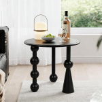 TWSOUL k&uuml;ljelaud, kaasaegne &uuml;mmargune k&uuml;ljelaud, mis on valmistatud t&auml;ispuidust, loominguline &ouml;&ouml;kapp, dekoratiivne diivanilaud &uuml;mmarguse lauaplaadiga, 50 cm, elutoa hoiulaud v&auml;ikestesse ruumidesse (must)