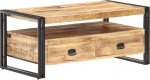 vidaXL J&auml;medast mangopuidust kohvilaud 2 sahtliga 1 riiuliga K&otilde;rvallaud elutoa laud kohvilaud diivanilaud teelaud 100 x 55 x 45 cm