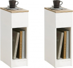 SoBuy FBT111-WNx2 2-kohaline &ouml;&ouml;kapp koos sahtliga Box Spring voodile, diivanilaud, 2 t&uuml;kki, k&uuml;ljelaud, kitsas telefonilaud, &ouml;&ouml;kapp, valge, B x K x S: 20 x 60 x 35 cm
