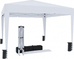 Faltbarer Pavillon, 3 x 3 m, wasserdicht, mit 4 Gewichtss&auml;cken und Tragetasche, Ziehharmonika-Verschluss f&uuml;r Messen, Camping, Outdoor, Pool - Stahlrahmen - Abdeckung 160 g/m&sup2; (wei&szlig;)