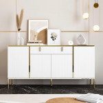 Sideboard 4 ukse ja 1 sahtliga, Comode kapp reguleeritava riiuliga, Sideboard, k&ouml;&ouml;gikapp, buffetkapp esikusse, k&ouml;&ouml;ki, s&ouml;&ouml;gituppa, valge, MDF, 40 x 60 x 80 cm.