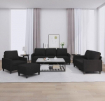 ZEYUAN 4-TLG. Sofagarnitur mit Kissen Schwarz Stoff, Diivanid ja diivanid, Diivan Wohnzimmer, Diivan F&uuml;r Jugendzimmer, Relaxsofa, Diivan F&uuml;r Schlafzimmer, Polstersofa - 3201440