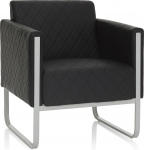 hjh OFFICE Aruba Step Lounge Chair 1-kohaline kunstnahast polsterdatud diivan Diivan Modern metallist raamiga 78 x 67 x 71 cm must