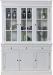 Moebelnet Amaretta Display Cabinet, Buffet Top, Antique Patinated, White Lacquered