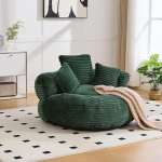 Luudeta diivan, papukott, lugemistool, laisk diivan, Corduroy kangast tool k&otilde;rge seljatoega ja 3 padjaga, magamistuppa, elutuppa, m&auml;ngutuppa, 108 x 108 x 52 cm (Smaragdroheline).