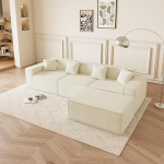 Softa Diivan Diivan Modulaarne L-kujuline diivan koos teisaldatava Chaise Lounge'iga - s&uuml;gav iste Space Saving Modern Padded Beež