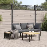 Homgoday Modernes Sofa-Set, 3-teilig, mit Kissen aus schwarzem Aluminium, M&ouml;bel, Set f&uuml;r Schlafsofa, Wohnzimmer, Sofa, Set f&uuml;r den Au&szlig;enbereich, Modell 3283683