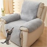 Diivani k&auml;etugede katted, tugitooli kaitsekate, TV tooli kaitsekate, libisemisvastane, peatoe kaitsed tugitoolidele kodus koos laste ja lemmikloomadega Koer (helehall, 76 x 231 cm)