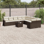 11-teiliges Garten Sofa Set Braun Poly Rattan mit Kissen und Stauraum, Modulares Gartenm&ouml;bel Set f&uuml;r Terrasse und Balkon, Garten Sofagarnitur 11-teiliges Garten Sofa Set Braun Poly Rattan mit Kissen und Stauraum, Modulares Gartenm&ouml;bel Set f&uuml;r Terrass ...