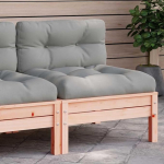 Garten-Ecksofa modular aus Kiefernholz Massivholz mit Grauen Kissen als Outdoor-Lounge-Set f&uuml;r die Flexible Gestaltung