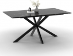 IDMarket - Table &agrave; Manger Rectangle ALIX 8 persons pied araign&eacute;e m&eacute;tal black and platform effet marbre black Alaska 160 cm