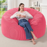 HABUTWAY Bean Bag tool, hiiglaslik Bean Bag t&auml;iskasvanutele, suured Bean Bags t&auml;idetud m&auml;luvahuga, suured Bean Bags pehme Corduroy Cover, roosa