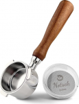 NOTSEK p&otilde;hjatu portsfiltri 51mm koos Espresso Puck s&otilde;elaga, portsfiltrihoidja 51mm, &uuml;hildub DeLonghi Dedica EC680/EC685/EC785/EC820/EC850/EC860, filtrikorv, puidust k&auml;epide