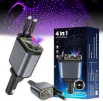 Starry Sky autolaadija 4 in 1 autolaadija Starry Sky projektor auto mobiiltelefoni laadija sisset&otilde;mmatav autolaadija USB C kiirlaadija auto tarvikud (lilla)