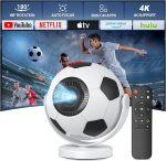 World Cup p&uuml;hendatud projektor, mini projektor, nutikas projektor WiFi 6 ja Bluetooth 5.4, Android 14, 180 &deg; p&ouml;&ouml;ramine, automaatne keystone, kaasaskantav projektor, mis &uuml;hildub HDMI / TV Stick / laptopiga