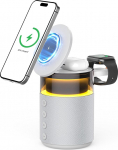 3-in-1 Bluetooth-k&otilde;lar koos &ouml;ise valguse ja juhtmevaba laadijaga, timmitav &ouml;&ouml;lamp koos induktsioonlaadimisjaamaga - &uuml;hildub iPhone 17/16/15/14/13/12 Pro Max, Apple Watch 33W (valge)