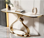 Moderne Konsole Schmale Eingangstisch Mit Lichtstreifen Sintersteinplatte Sofa Tisch F&uuml;r Hinter Dem Sofa Minimalistische Luxusdekoration F&uuml;r Flur, Wohnzimmer(Gold A,150x45x85cm)