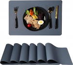 Platsilehtede komplekt, s&ouml;&ouml;gilaua platsilehtede komplekt, 6-osaline nahast platsilehtede komplekt, &otilde;likindel, veekindel, soojusisolatsioon, libisemiskindel, alusplaatide komplekt, pestav (v&auml;rv : D, suurus : 45X30cm 6tk) (v&auml;rv : C)