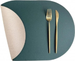 Fortschrittliches Tischset aus Leder, modisches Tischset, Esstischzubeh&ouml;r, unverzichtbar for Esstische, Heimdekoration, elegantes Design, Oberfl&auml;chenschutz, bereichert das Esserlebnis(Green cream)