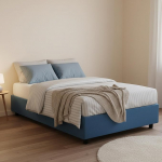 Talamo Italia - Chiara ruudukujuline ja pooleldi riidest kattega voodi, 100% Made in Italy, eesmine avaus, sisaldab madratsit cm 120x190, sinine