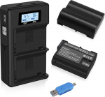 CITYORK EN-EL15 EN-EL15a 2500mAh Battery (Pack of 2) and Smart LED Dual Charger for Nikon EN-EL15 / 15a and Compatible with Nikon Z6, Z6, D500, D600, D610, D750, D800, D810, D810a, D850, D7100