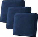 H.VERSAILTEX Velvet Stretch Diivan Padja kate, Pluusne padi Slipcover toolile Kahekohaline diivan M&ouml;&ouml;bli kaitsja istmepadi diivanikate (3 t&uuml;kki, XL diivanipadja katted, merev&auml;e sinine)