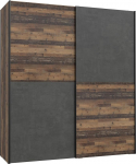 Forte DEDERIK 170 garderoobikapp, t&ouml;&ouml;stuslik magamistoakapp, 2 ust, puitkomposiit, vanapuidust vintage puidudekor / betoonilahendus, tumehall, 170 cm lai x 190,5 cm k&otilde;rge x 61 cm s&uuml;gav
