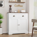 Sideboard, k&ouml;&ouml;gikapp 2 ukse ja 2 sahtliga, reguleeritav riiul, k&ouml;&ouml;gikapp, buffeekapp k&ouml;&ouml;ki, s&ouml;&ouml;gituppa, elutuppa, valge, 80 x 40 x 90 cm