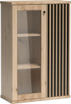 Mali vitriinkapp liistudega, 86,4 x 131,9 x 40,6 cm, vitriinkapp klaasustega, ideaalne elutuppa, kaasaegne klaasvitriin, ilma metallist jalgadeta, ilma LED-valgustuseta - Artisan